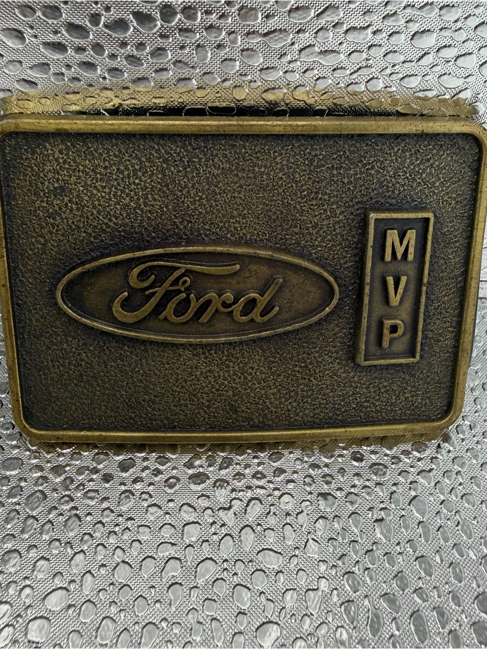 Ford MVP Brass-Tone Rectangular Belt Buckle